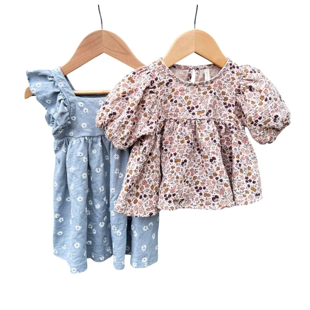 Bundle RYLEE + CRU & QUINCY MAE floral dress and top 12-18 months